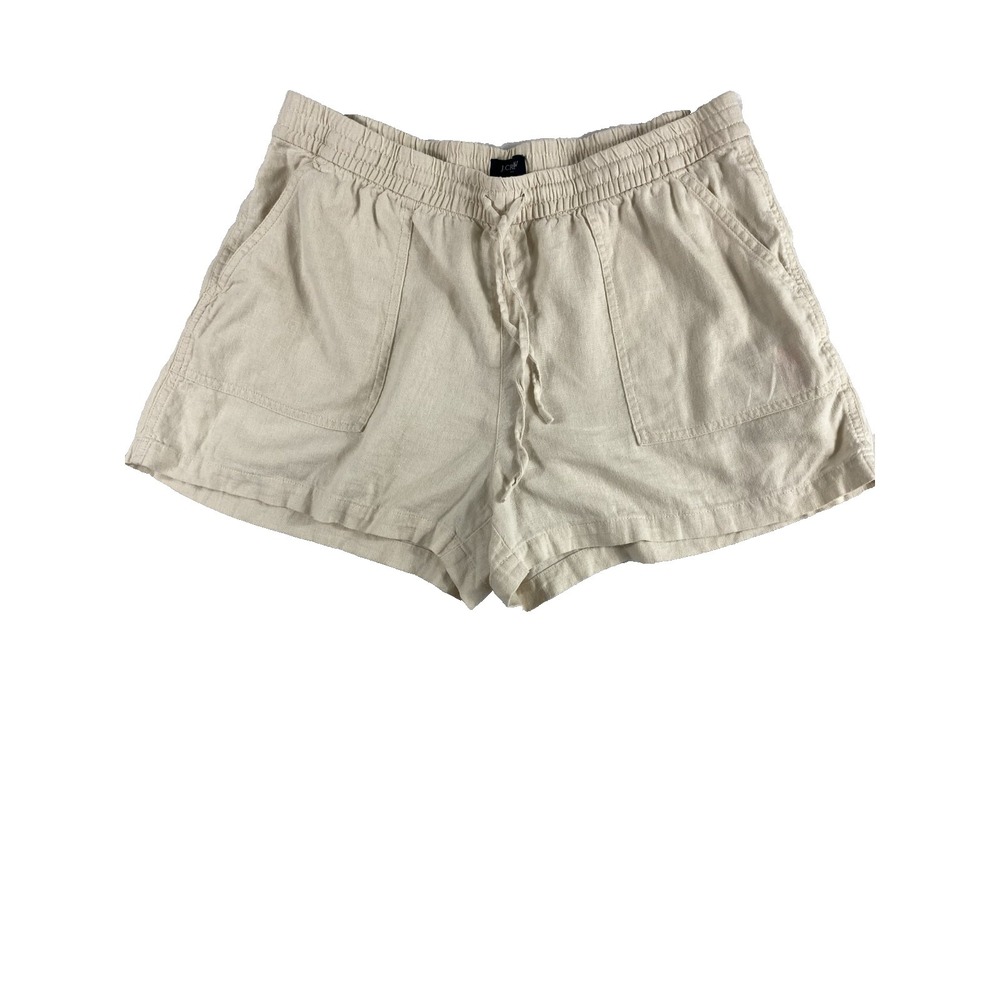 2/$30 J.Crew Shorts Women Sz M Beige Linen Blend Coastal Summer‎